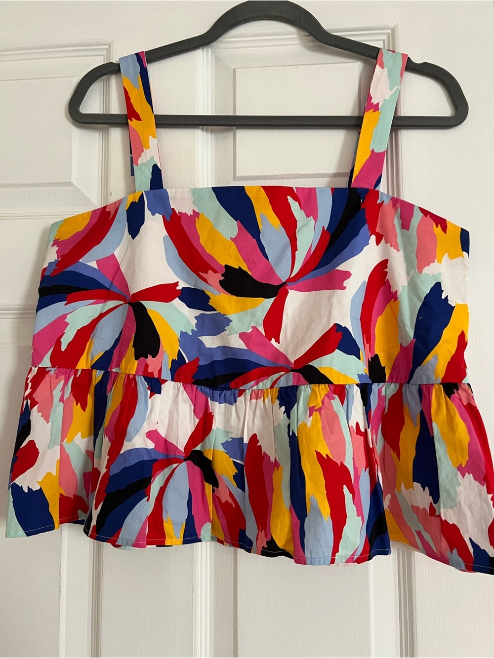 crosby. Multicolor Abstract Floral Peplum Tank Top